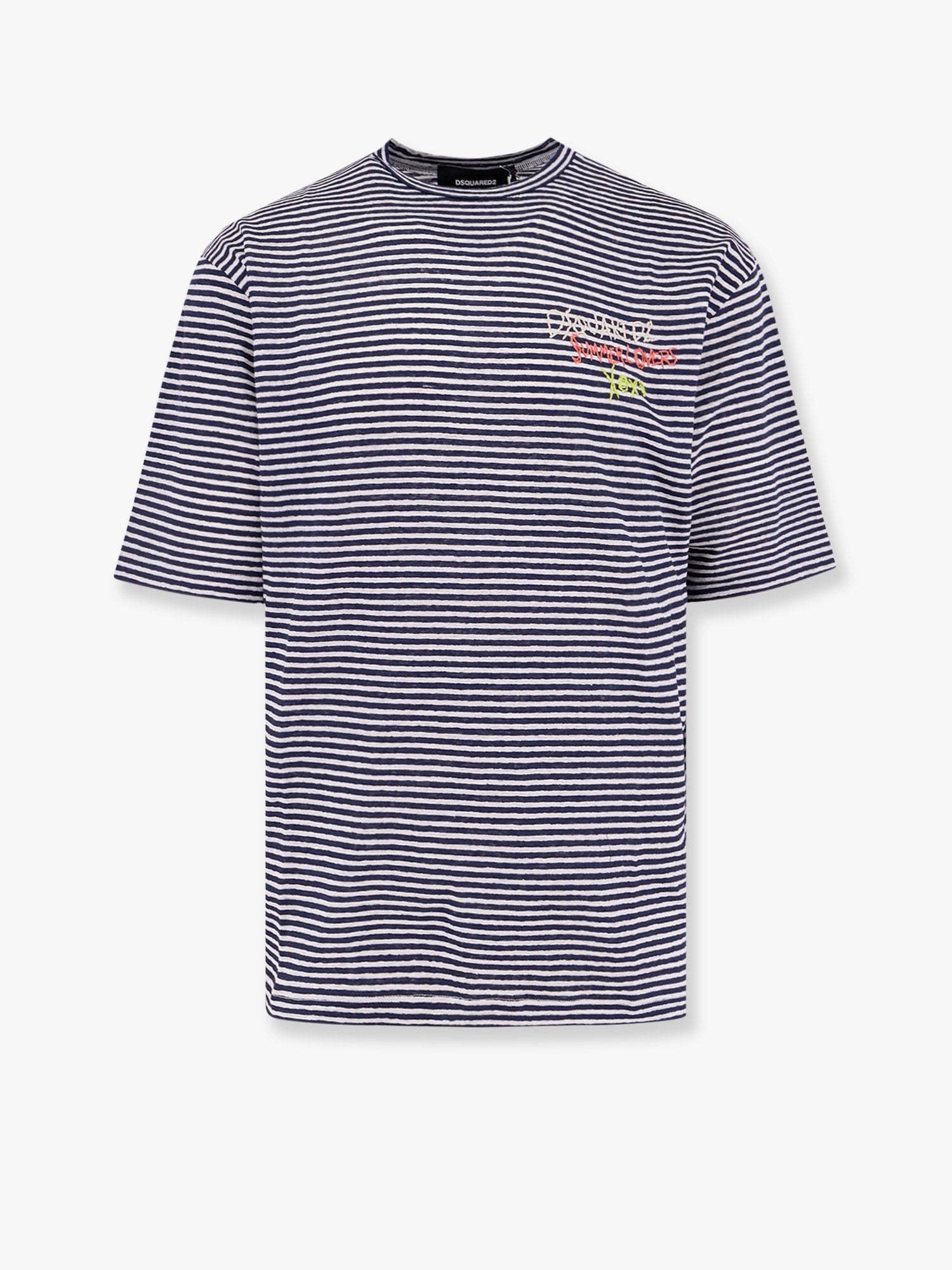 Tシャツ・カットソー DSQUARED2 Dsquared2 Summer Lovers striped linen t-shirt Dsquared2 Summer Lovers striped linen t-shirt | Dsquared2