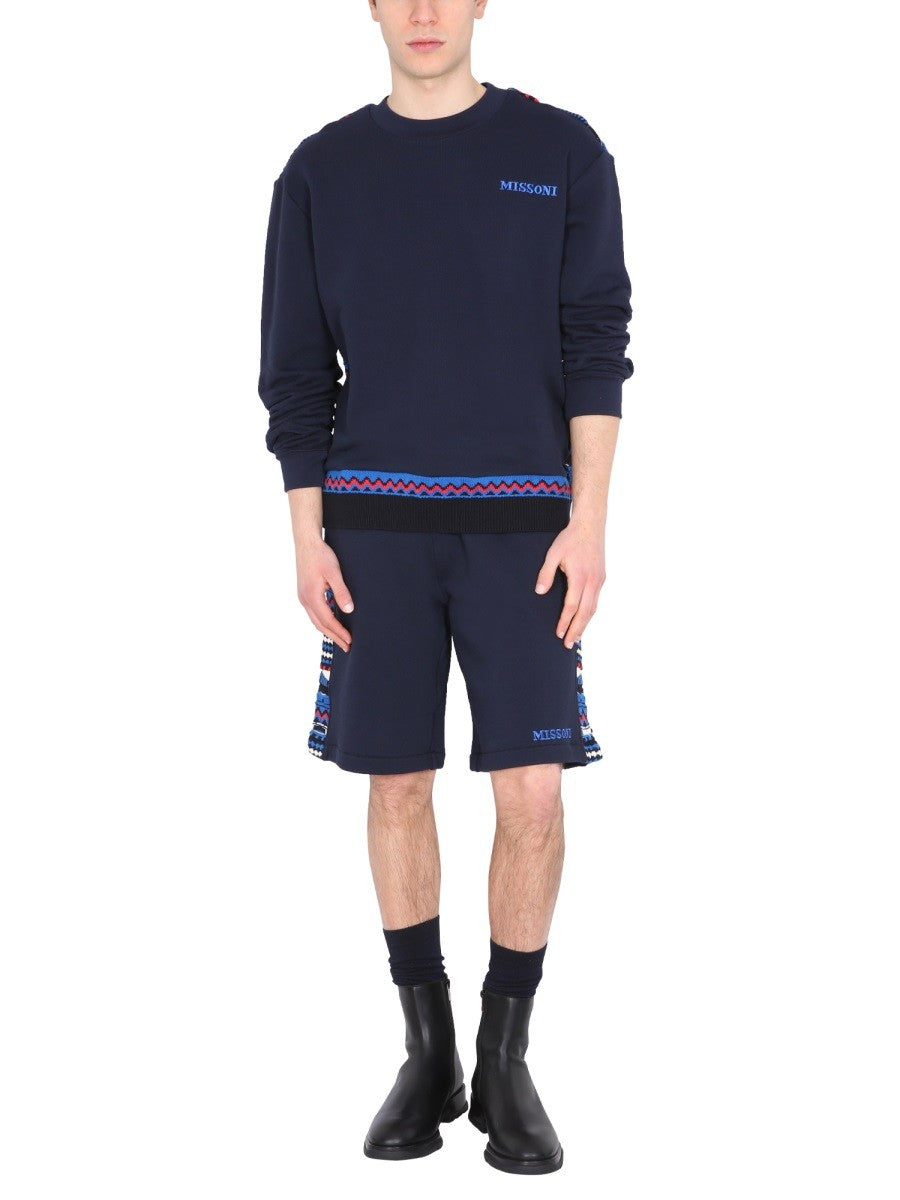 EMBROIDERED LOGO AND JACQUARD INSERT BERMUDA | Basement 88