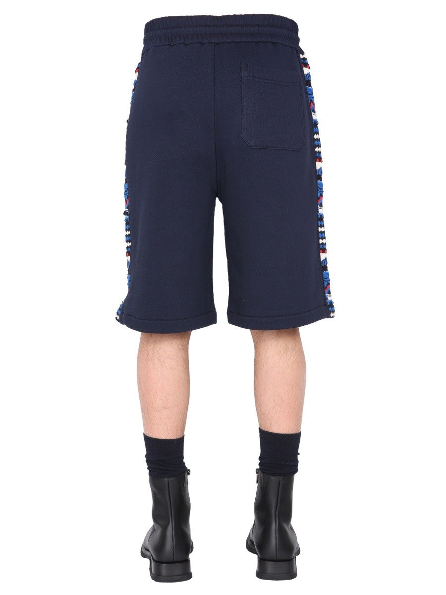 EMBROIDERED LOGO AND JACQUARD INSERT BERMUDA | Basement 88