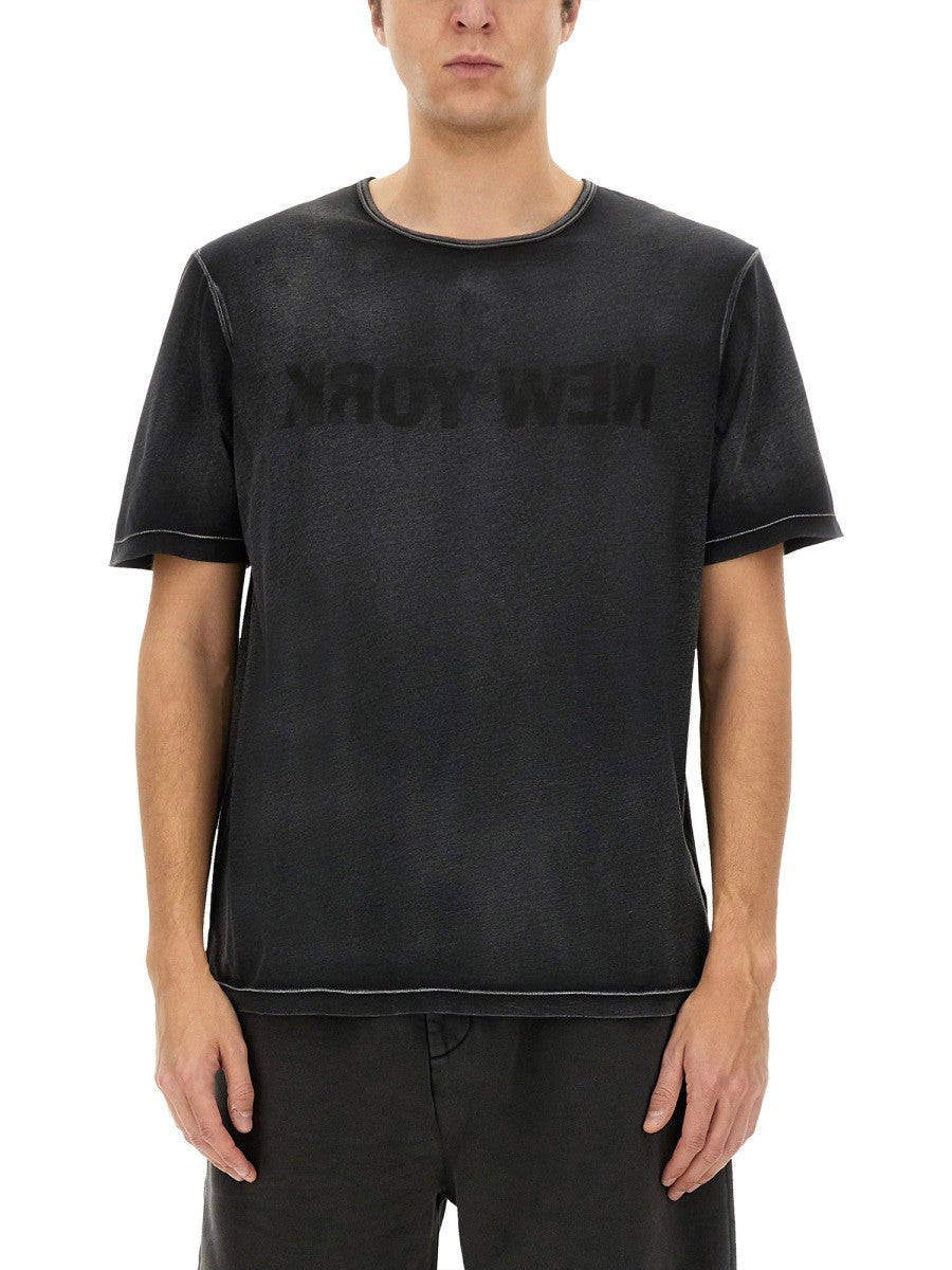 ★HELMUT LANG★ Garment Dyed New York Short Sleeve T-Shirt B Helmut Lang Faded Cotton Crewneck T-Shirt | Saks Fifth Avenue