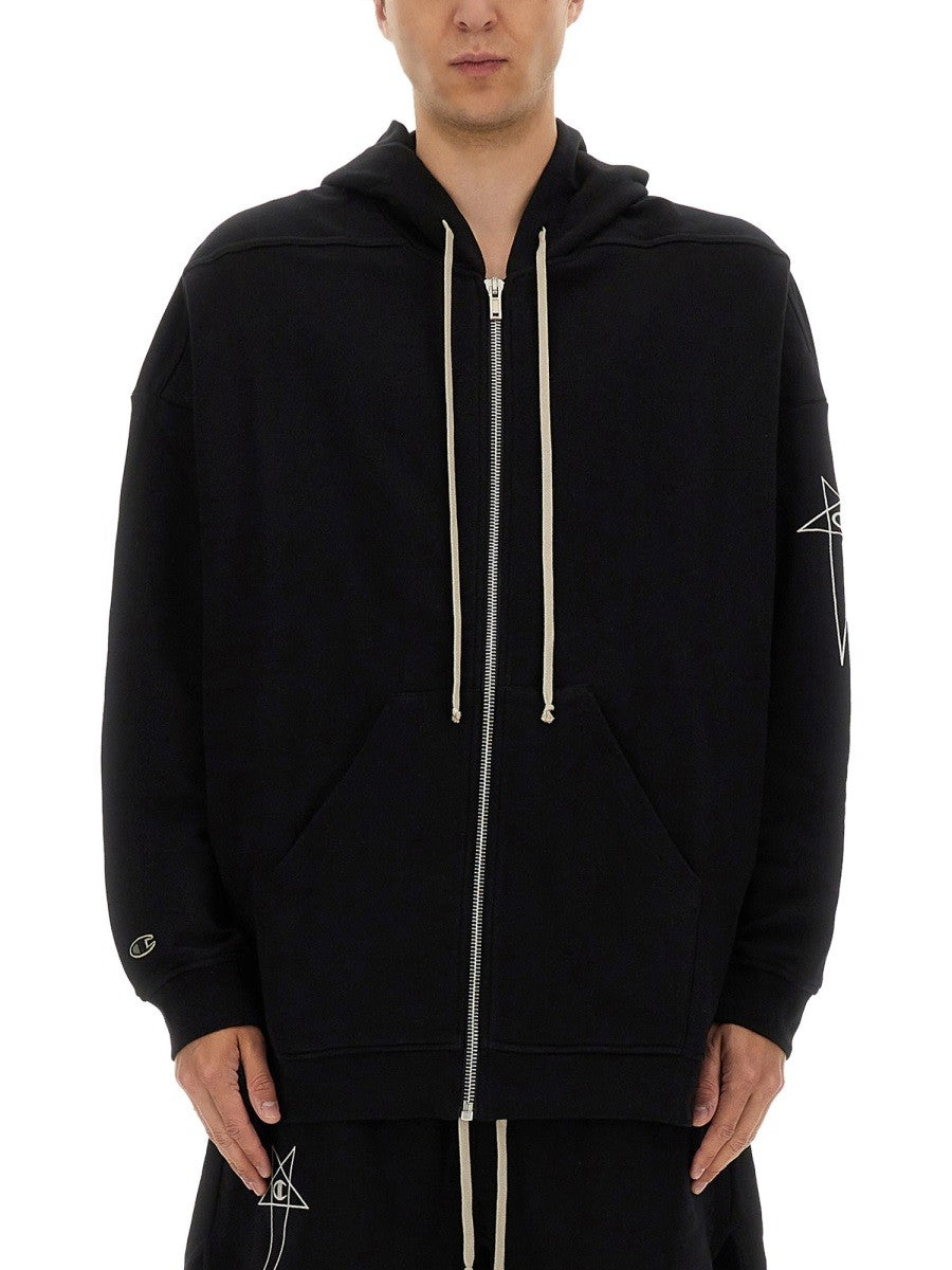 【RICK OWENS】×Champion Jumbo Jason's フーディ Rick Owens: Black Champion Edition Jumbo Jason's Hoodie | SSENSE