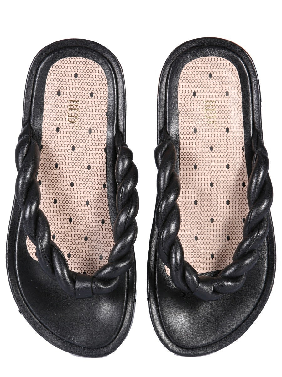 LEATHER SLIDE SANDALS | Basement 88
