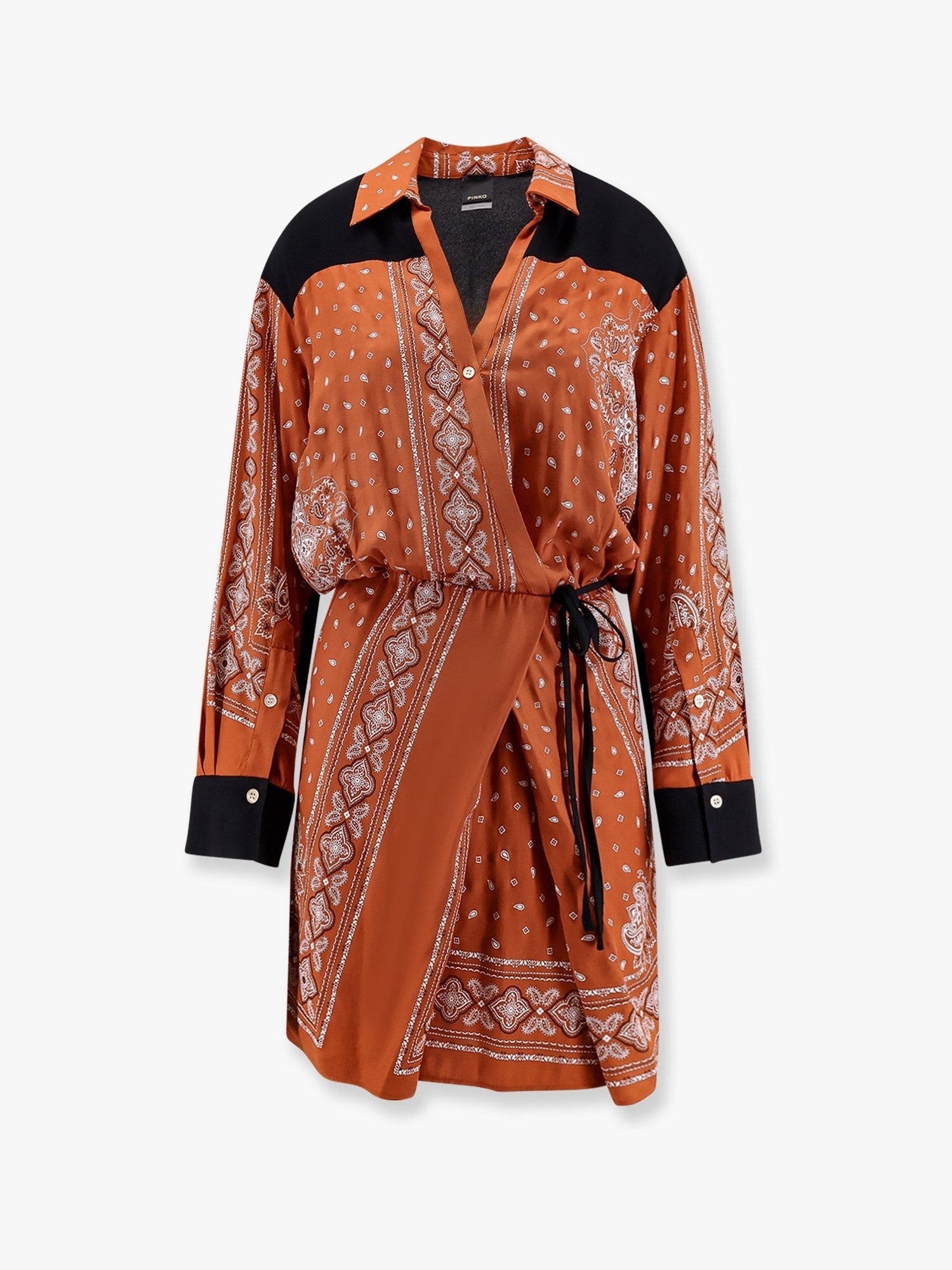 ワンピース PINKO Mesopotamia viscose dress bandana print profiles Mesopotamia viscose dress with bandana print and georgette