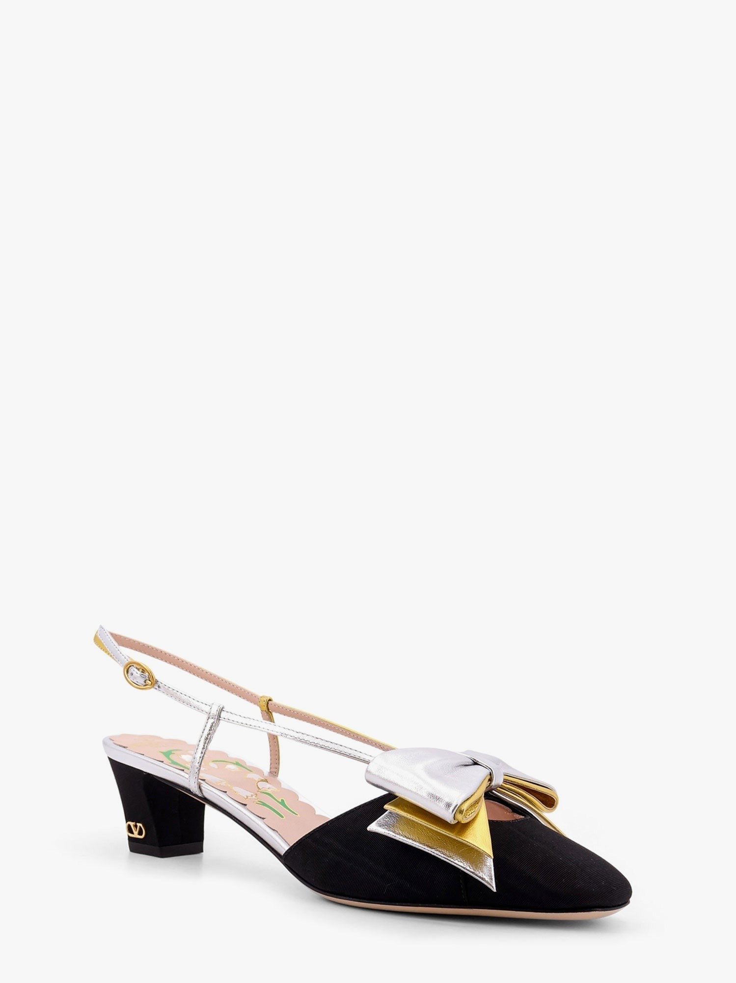 45MM MOIRÉ FABRIC BOWOW SLINGBACK DÉCOLLETÉ
