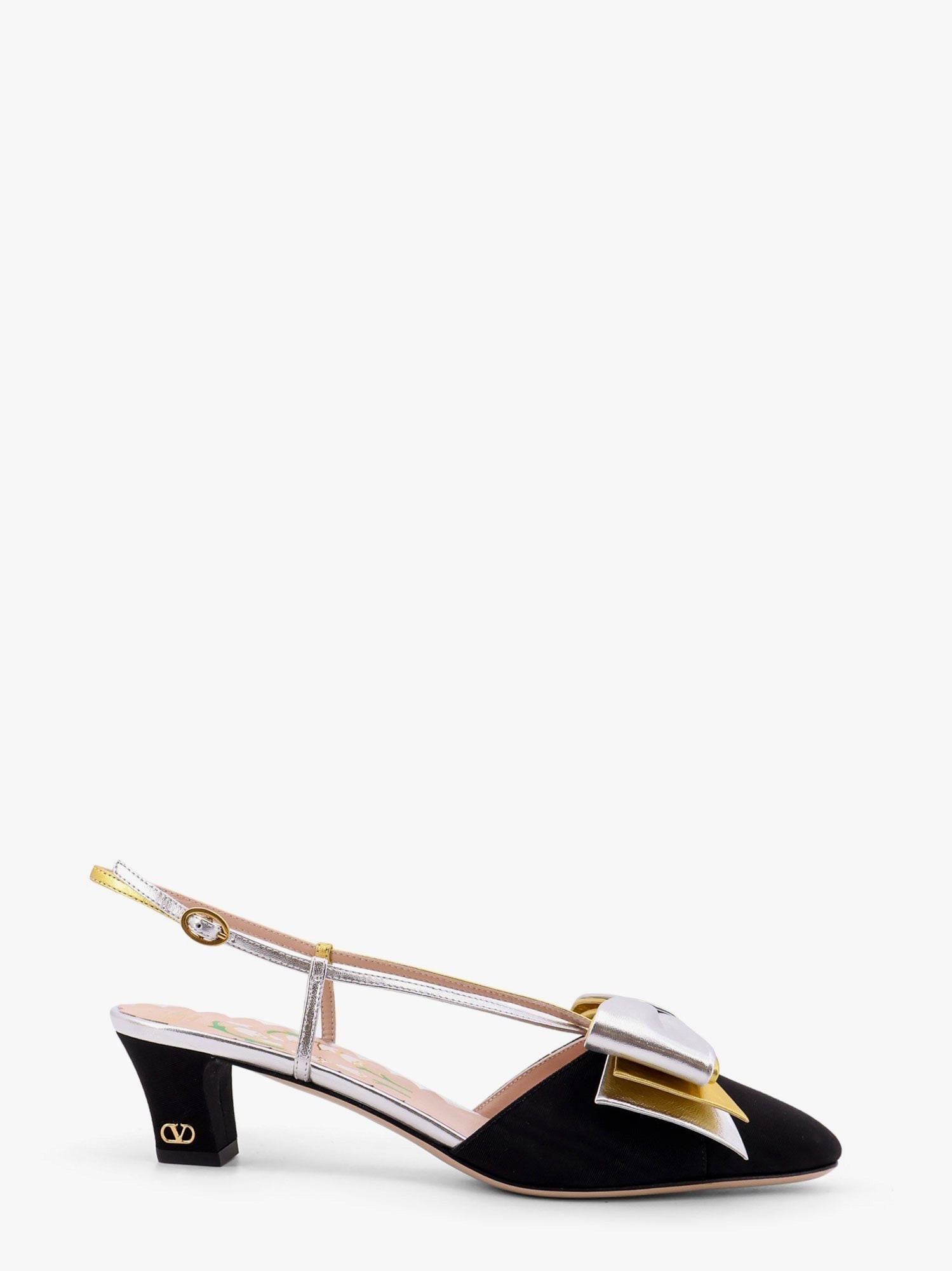 45MM MOIRÉ FABRIC BOWOW SLINGBACK DÉCOLLETÉ