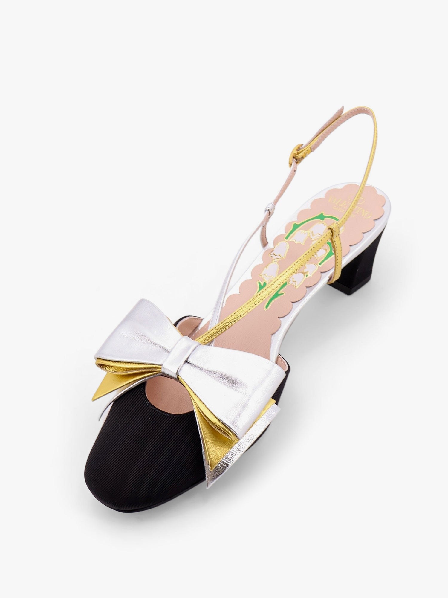 45MM MOIRÉ FABRIC BOWOW SLINGBACK DÉCOLLETÉ