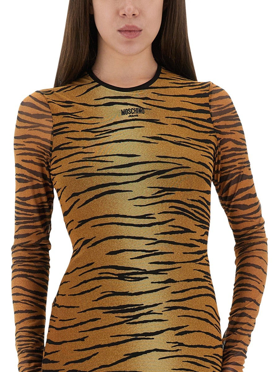 ANIMAL PRINT MESH DRESS