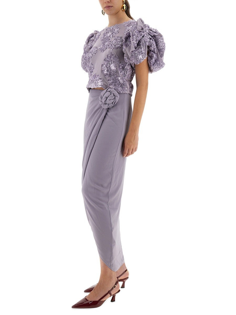 ASYMMETRICAL SKIRT WITH DICTATION