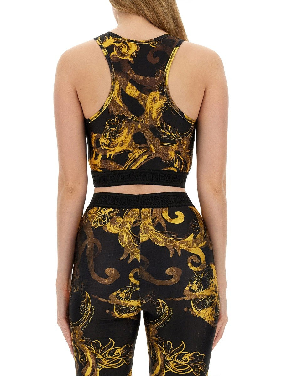 Cropped Fit Baroque Print Top