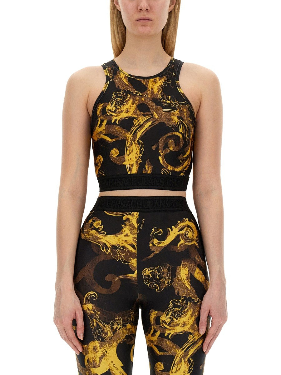 Cropped Fit Baroque Print Top