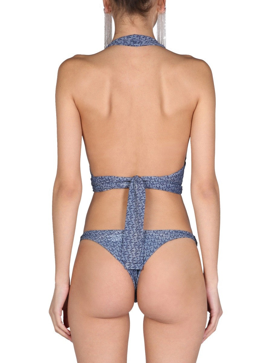 BIKINI TOP WITH ALL OVER LOGO | Basement 88