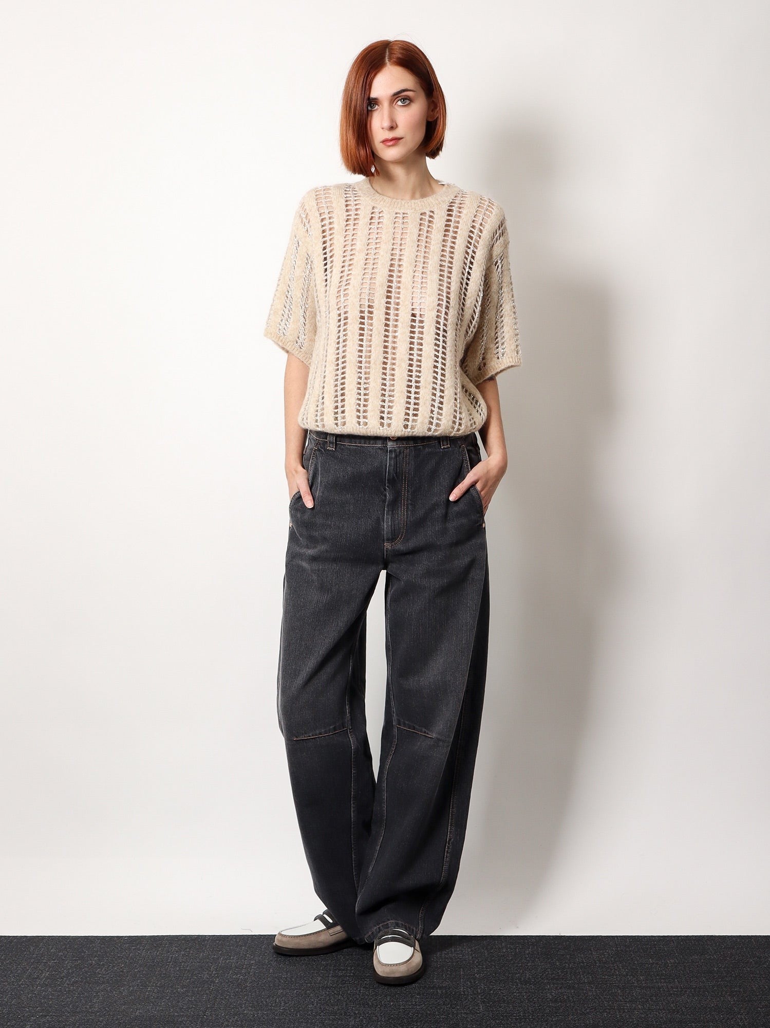 Black Denim Trouser With Leather Logo Tag
