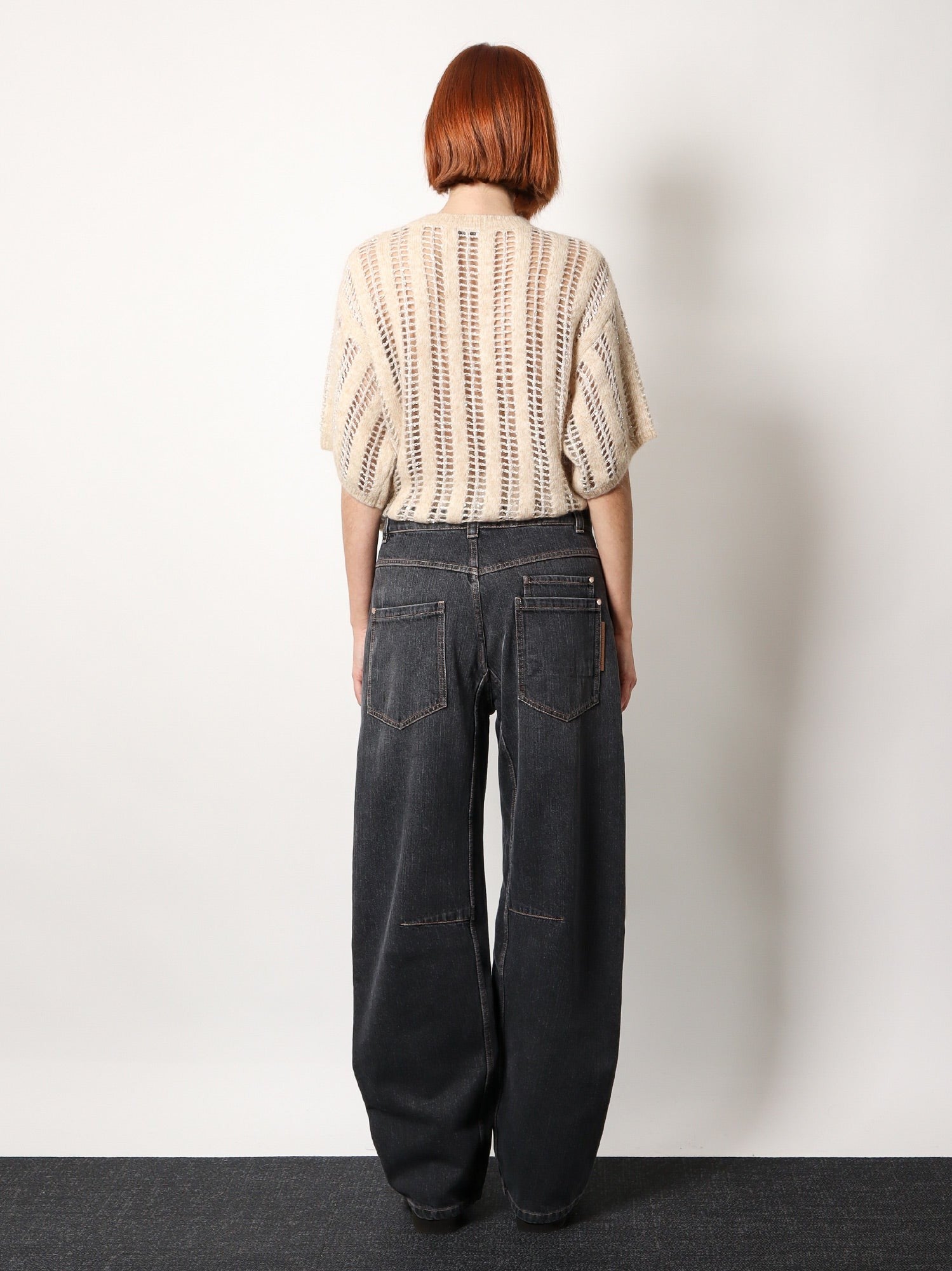 Black Denim Trouser With Leather Logo Tag
