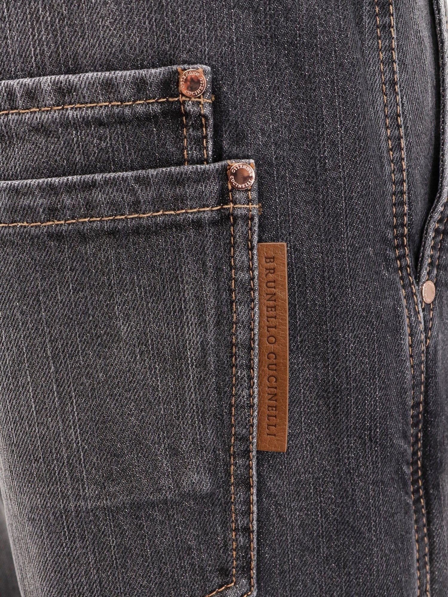 Black Denim Trouser With Leather Logo Tag