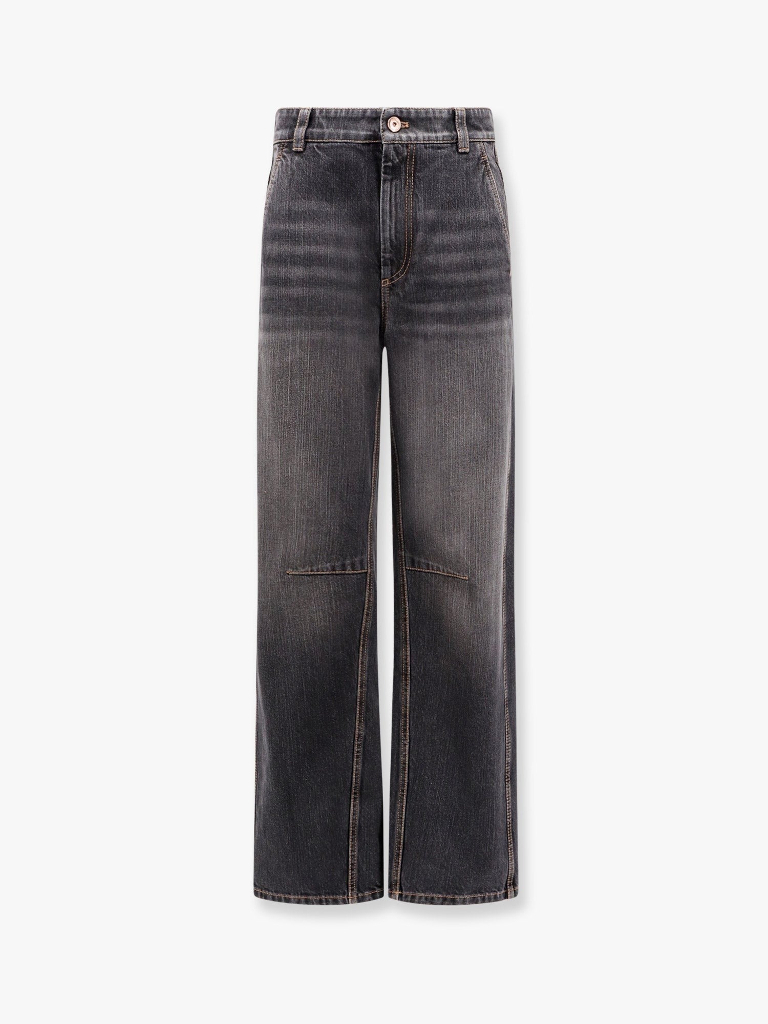Black Denim Trouser With Leather Logo Tag