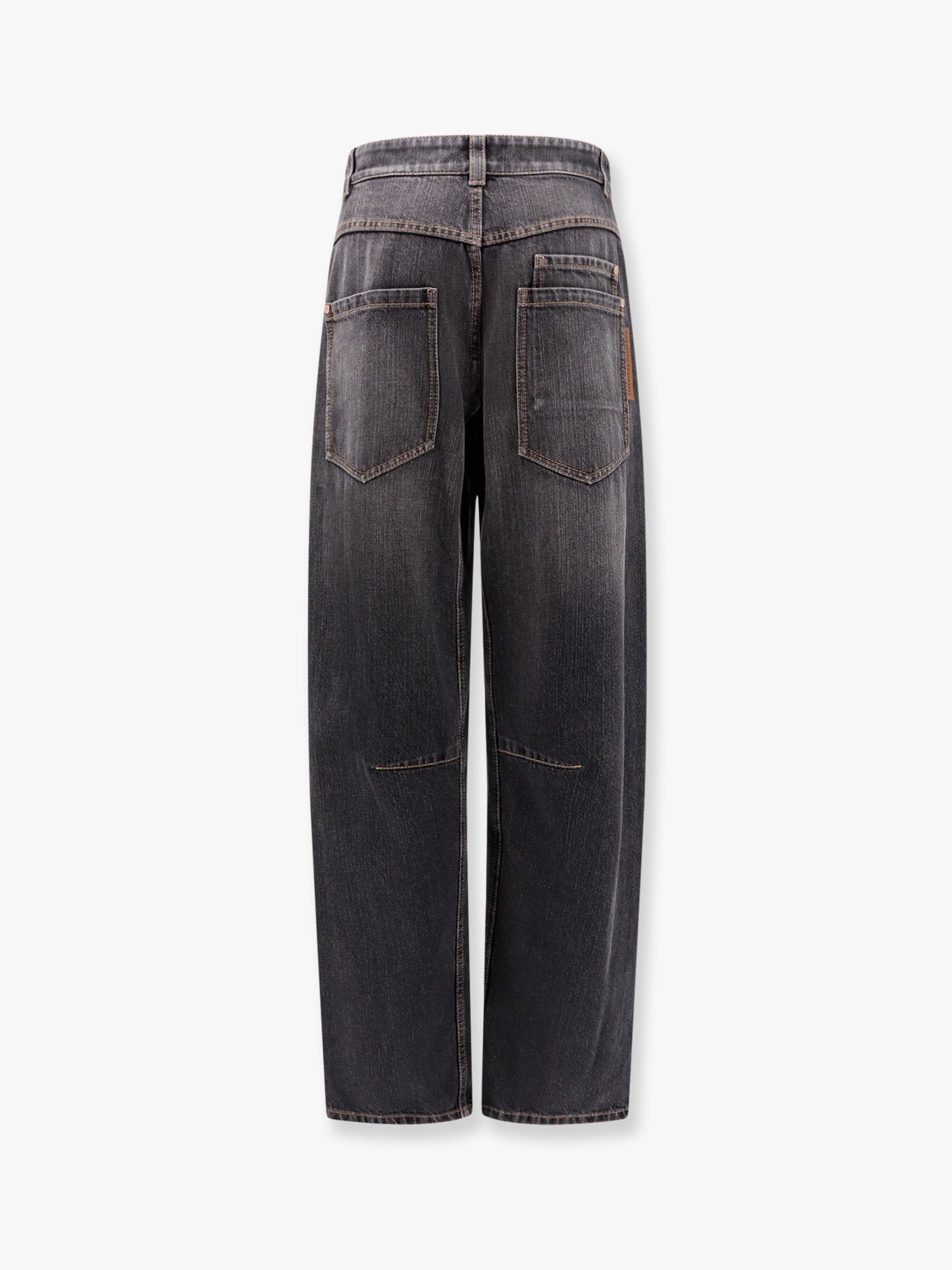 Black Denim Trouser With Leather Logo Tag