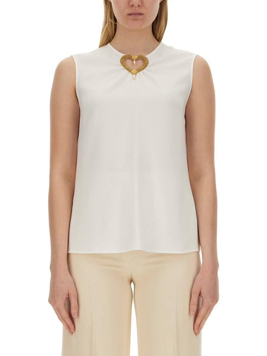 Regular Fit Blouse With Heart Applique
