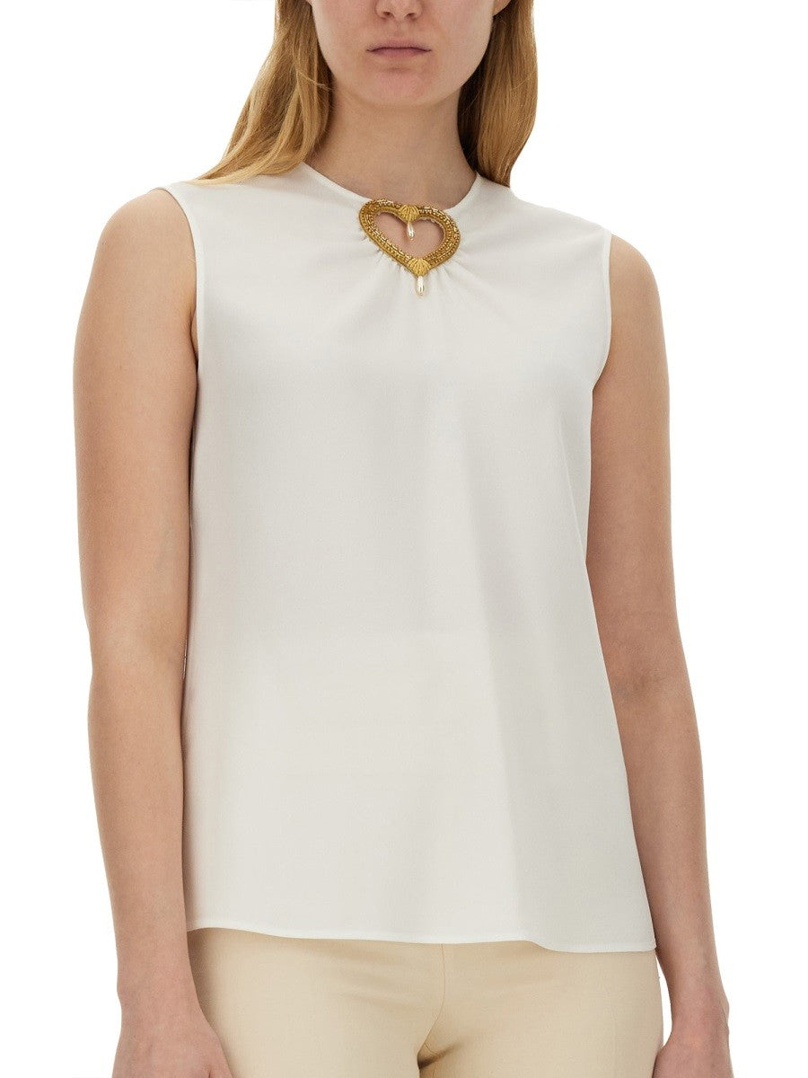 Regular Fit Blouse With Heart Applique