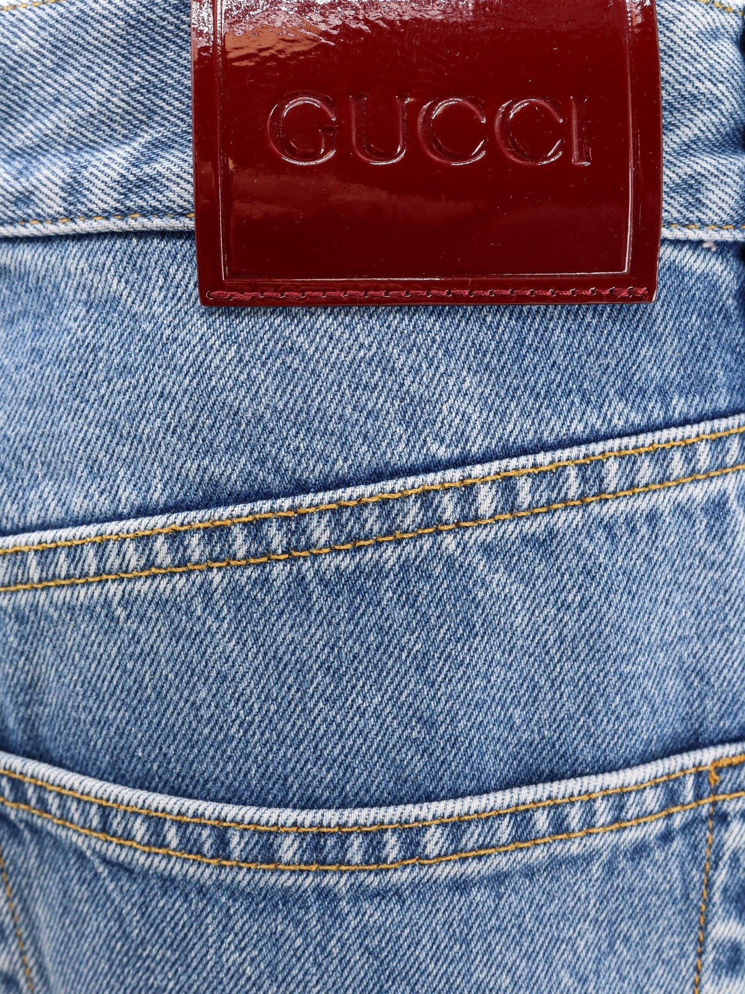 Boyfriend jeans with gucci rosso ancora tag