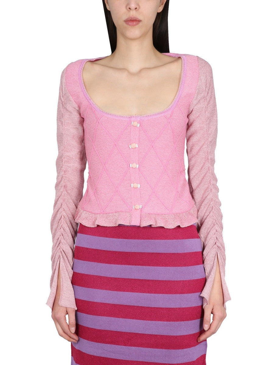 CARDIGAN WITH RUFFLED SLEEVE