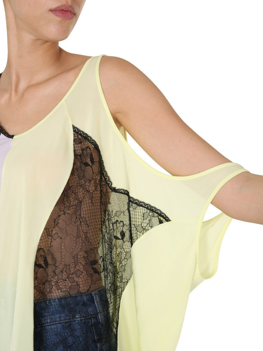 Colour Block Round Neck Top