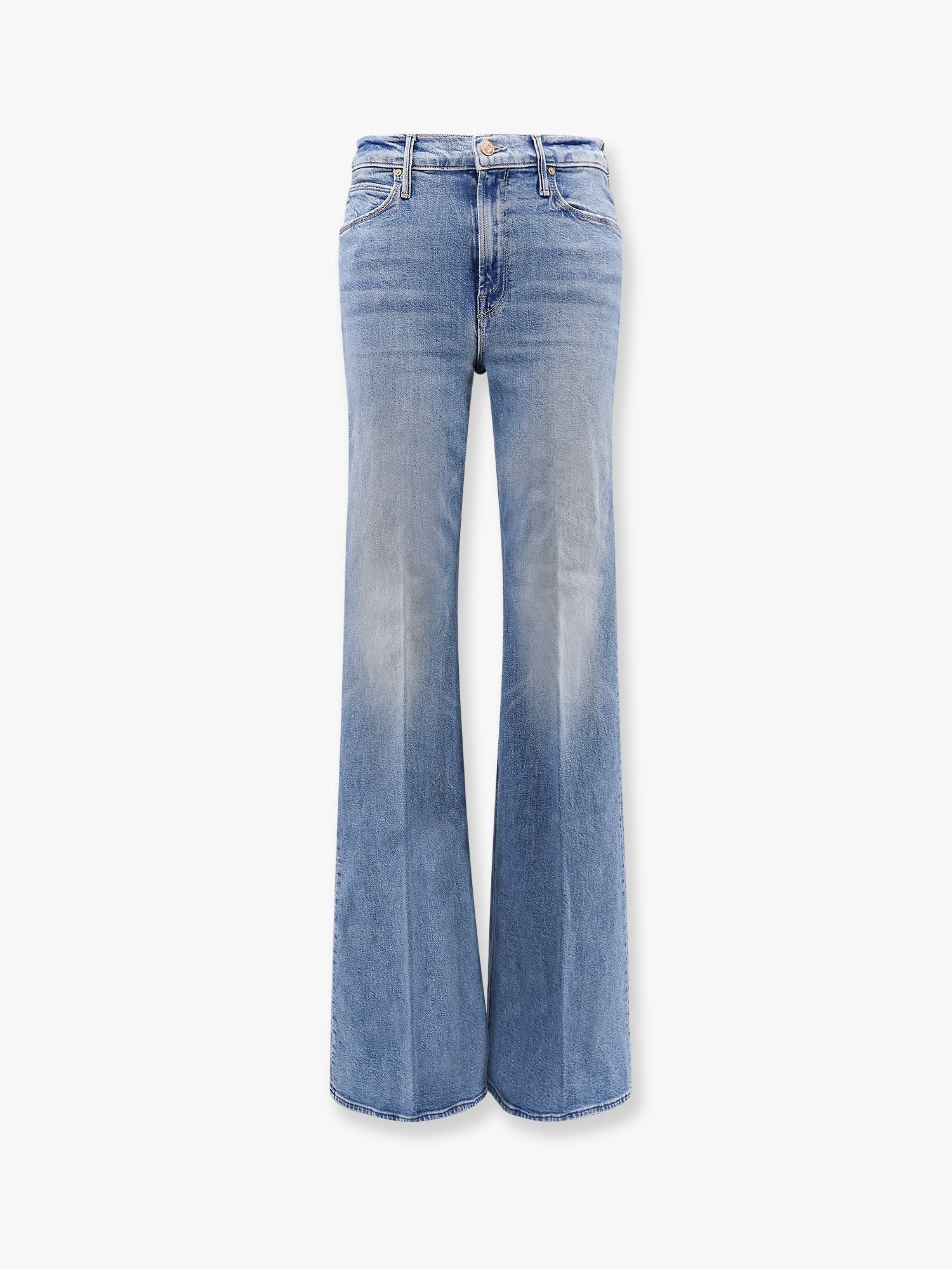 Cotton blend jeans with back logo label