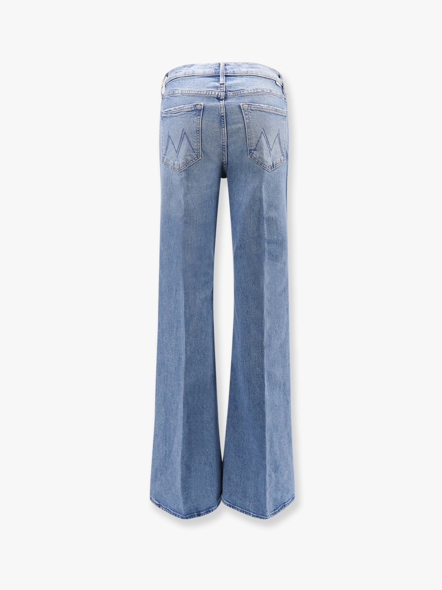 Cotton blend jeans with back logo label