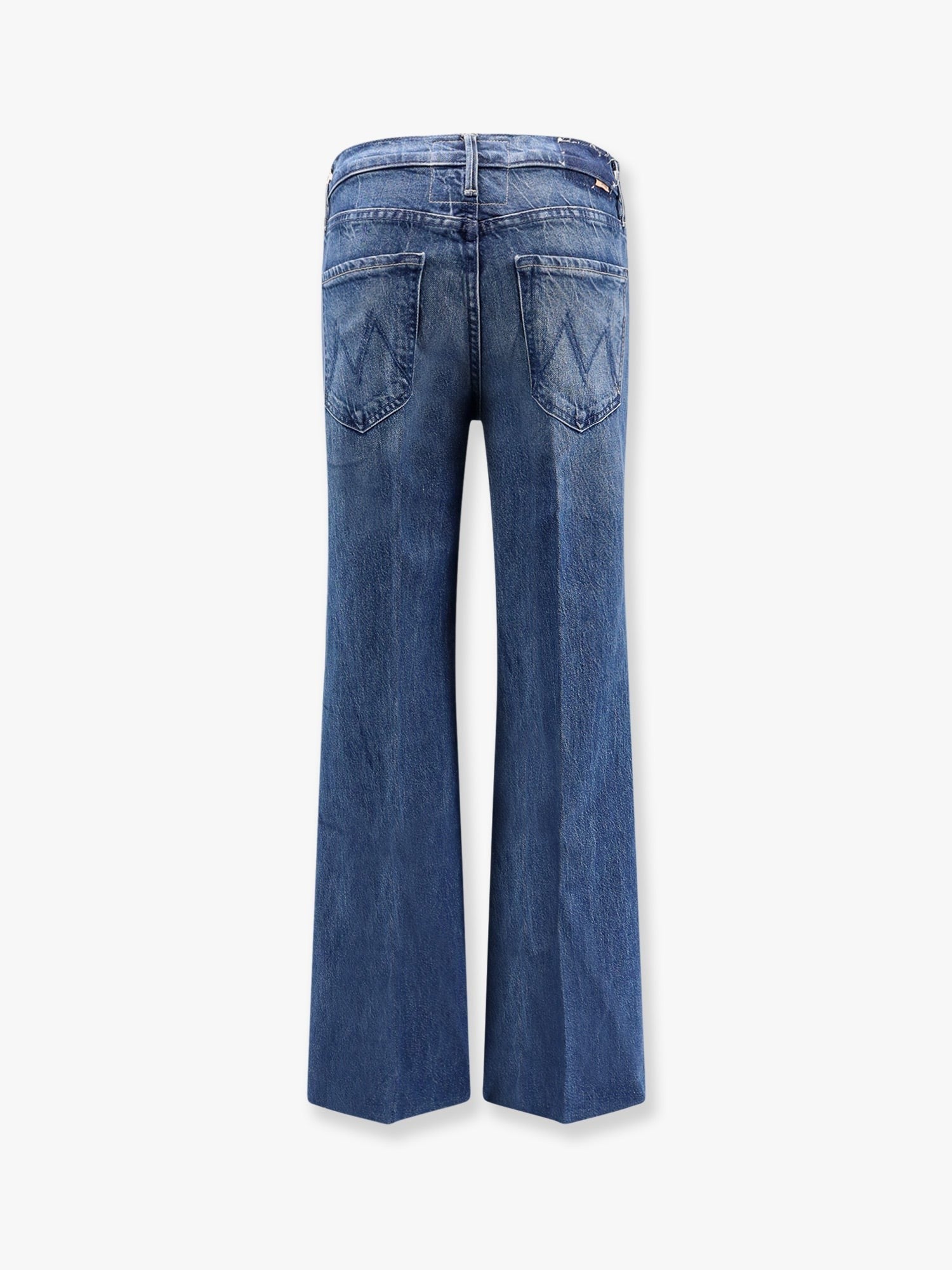 Cotton blend jeans with embroidered monogram