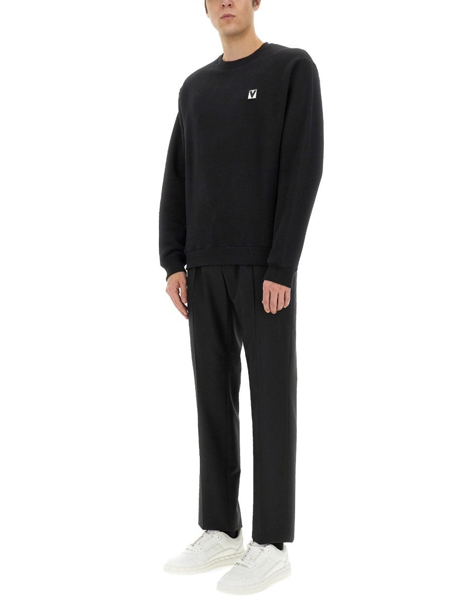 COTTON CREWNECK SWEATSHIRT WITH CHEZ VALENTINO PATCH