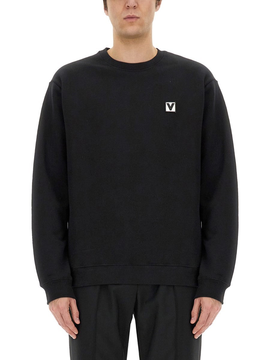 COTTON CREWNECK SWEATSHIRT WITH CHEZ VALENTINO PATCH