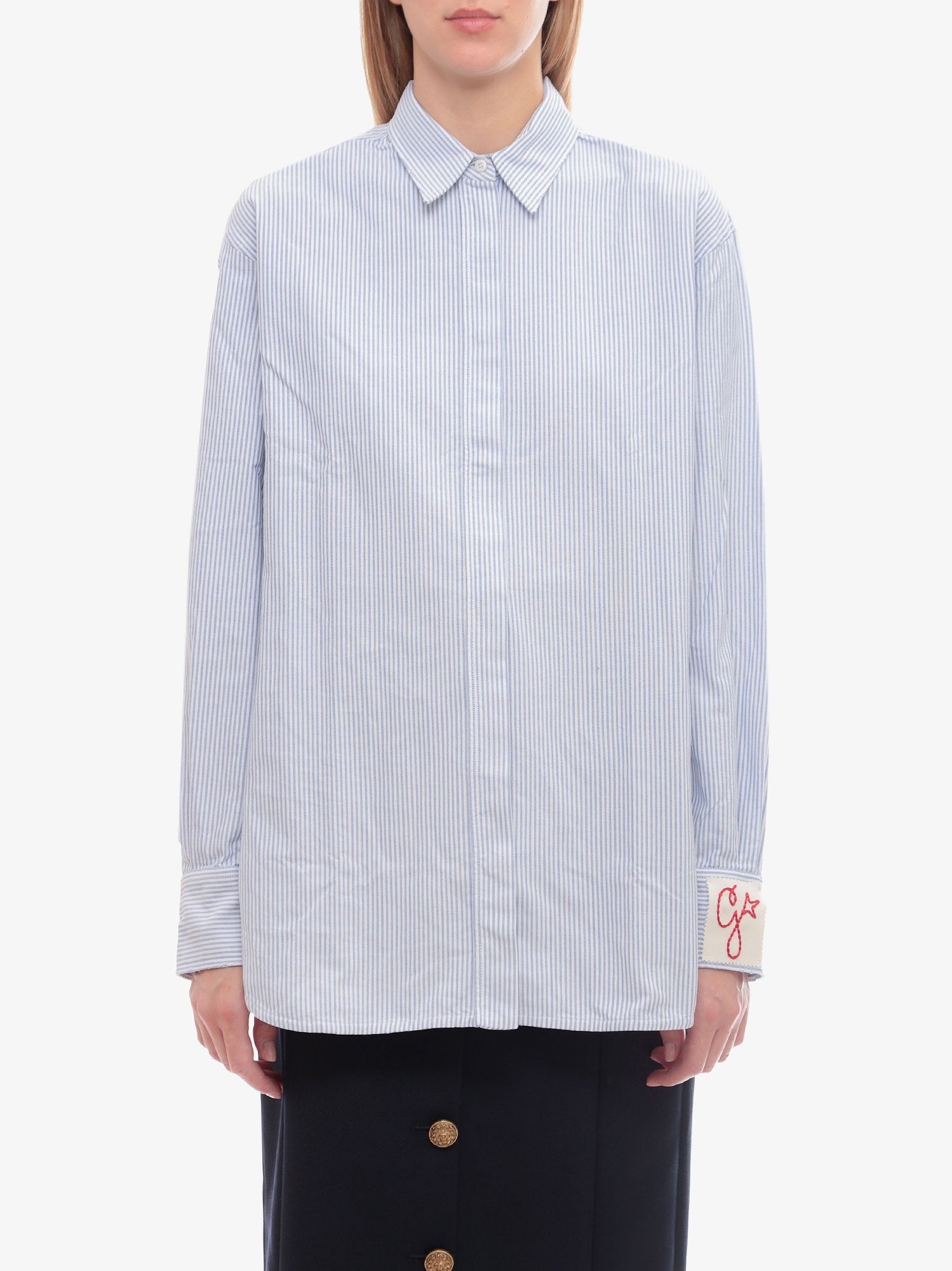 Cotton shirt with striped motif
