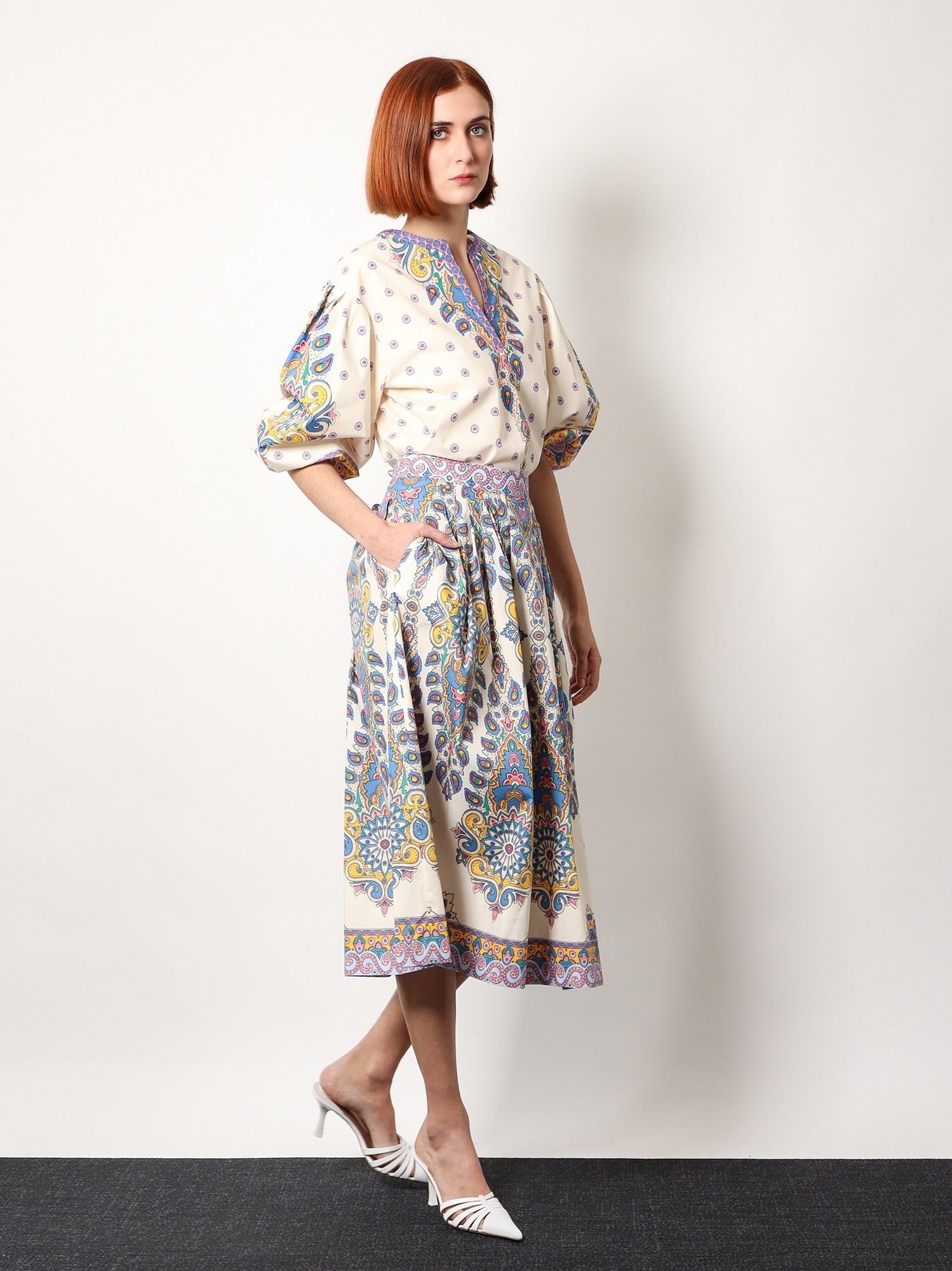 Cotton Skirt With Multicolor Print