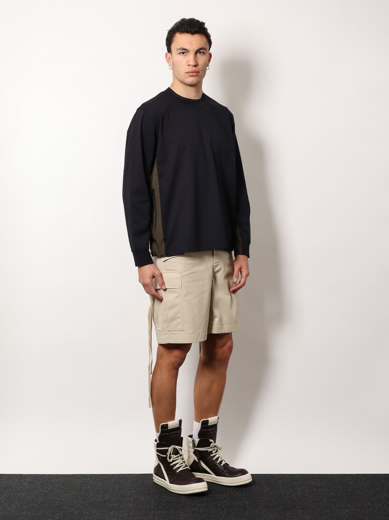 Cotton t-shirt with nylon insert