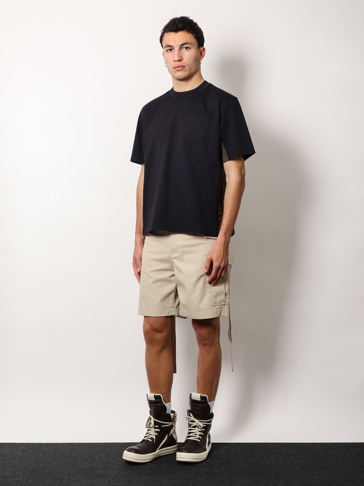 Cotton t-shirt with nylon inserts