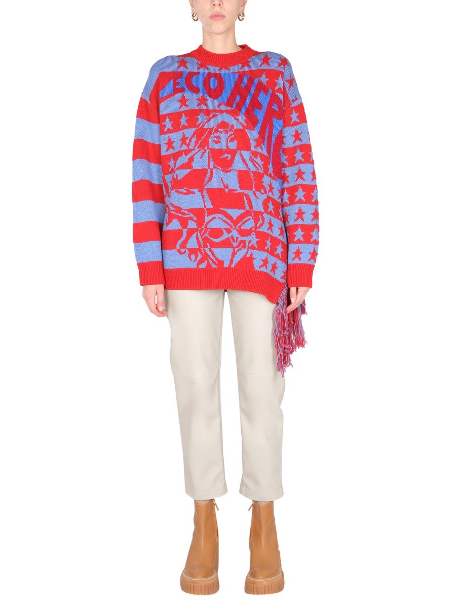 Fringed Crew Neck Sweater