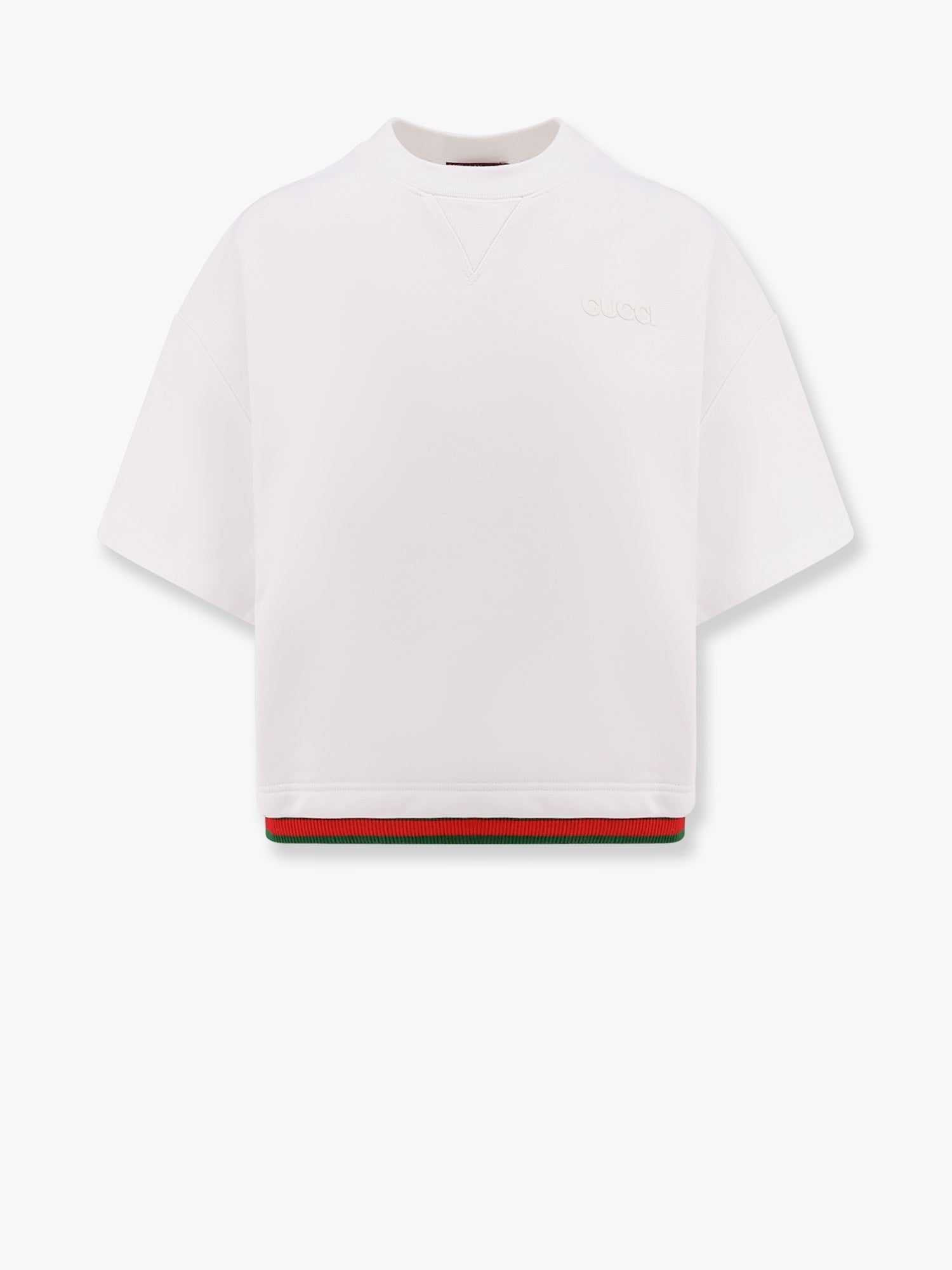 Crop cotton sweatshirt with web profiles
