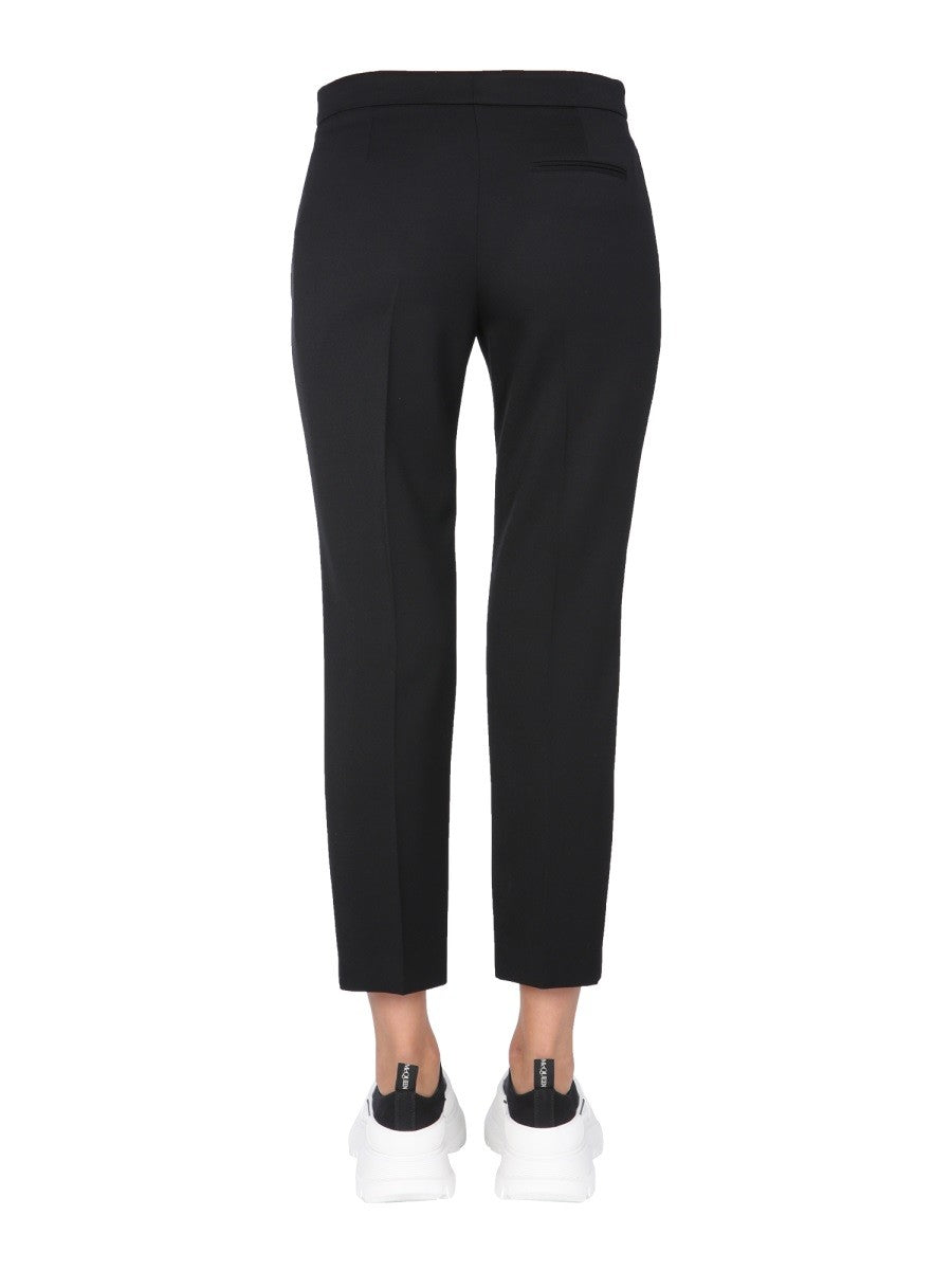 Zip Hook Closure Cropped Straight Trousers