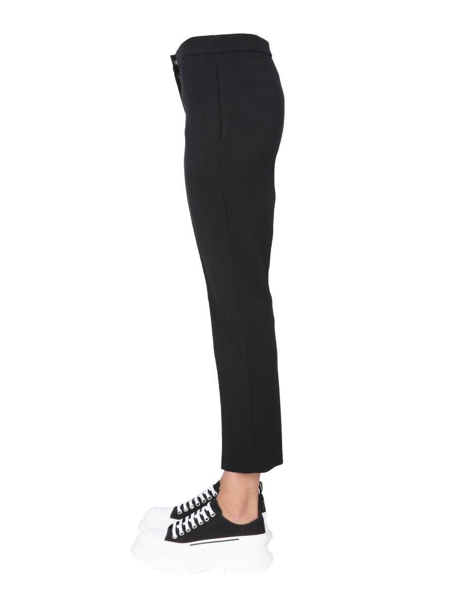 Zip Hook Closure Cropped Straight Trousers