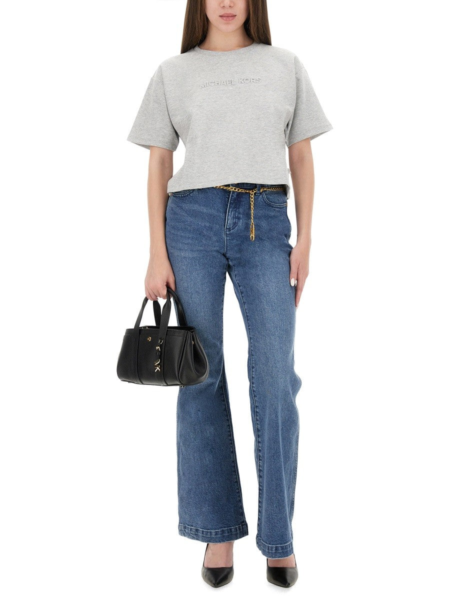 CROPPED T-SHIRT WITH EMBOSSED LOGO