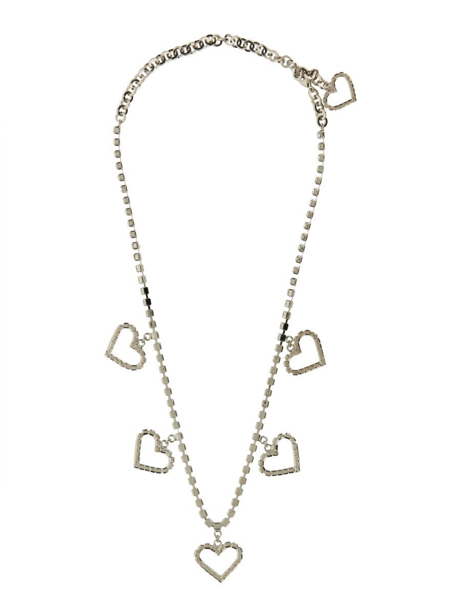 CRYSTAL NECKLACE WITH HEART PENDANTS