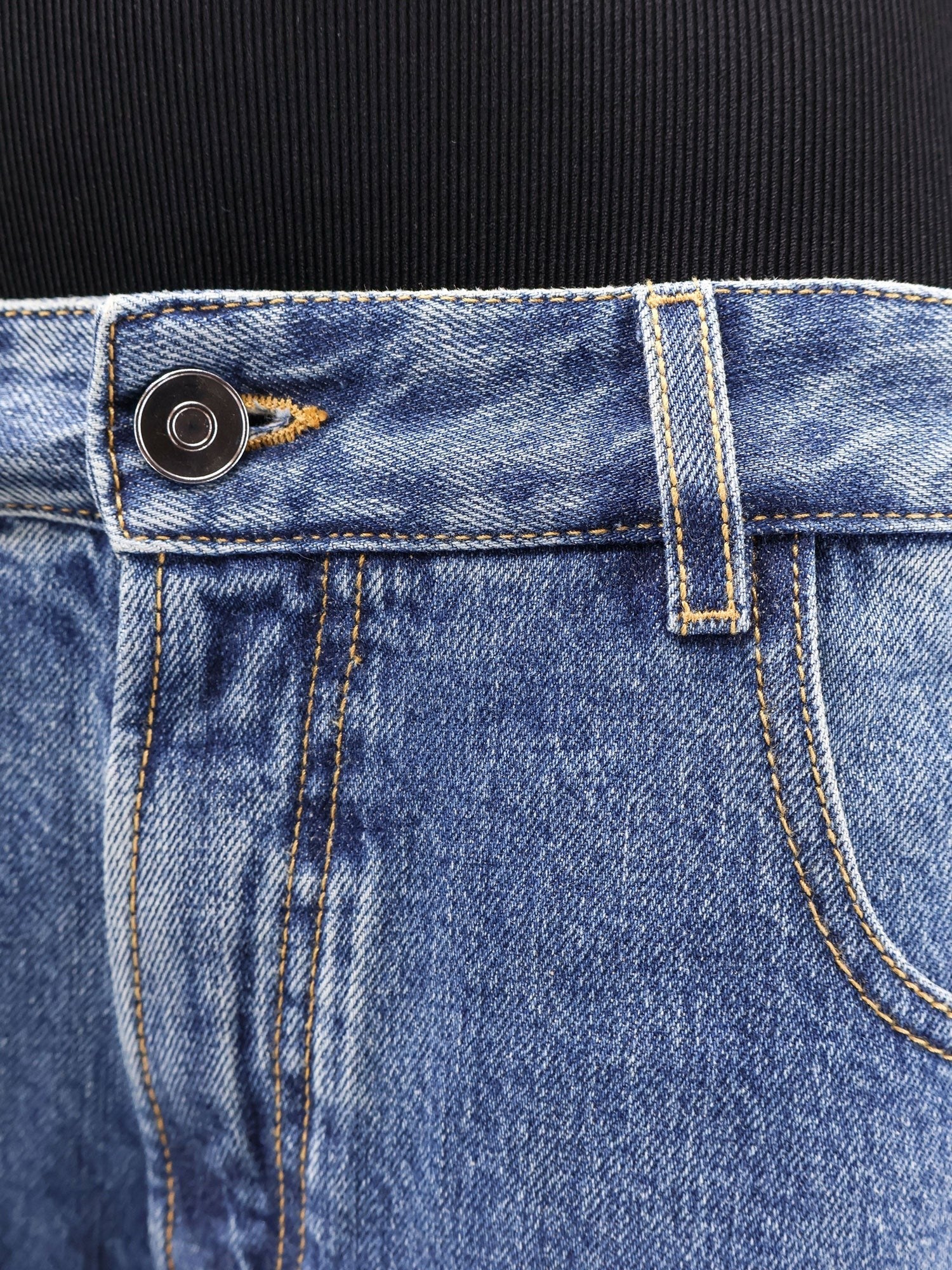Denim Bermuda Shorts With Ribbed Band