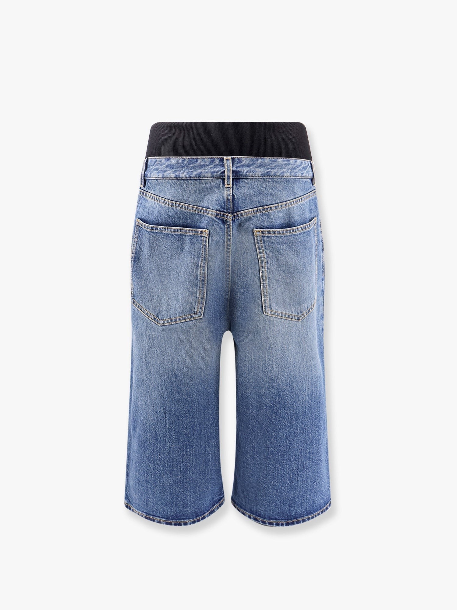 Denim Bermuda Shorts With Ribbed Band