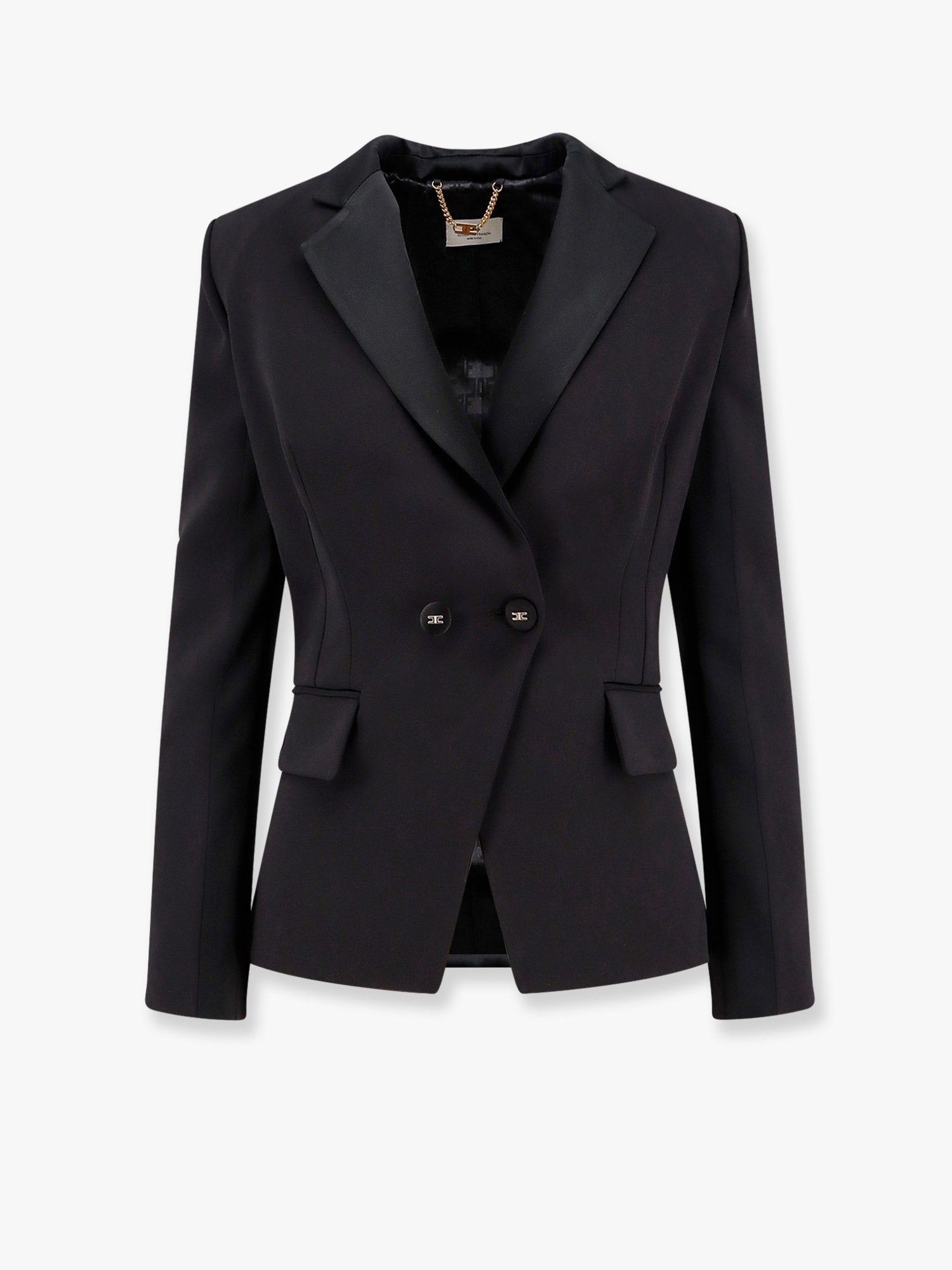 Double-Breasted Blazer With Covered Buttons