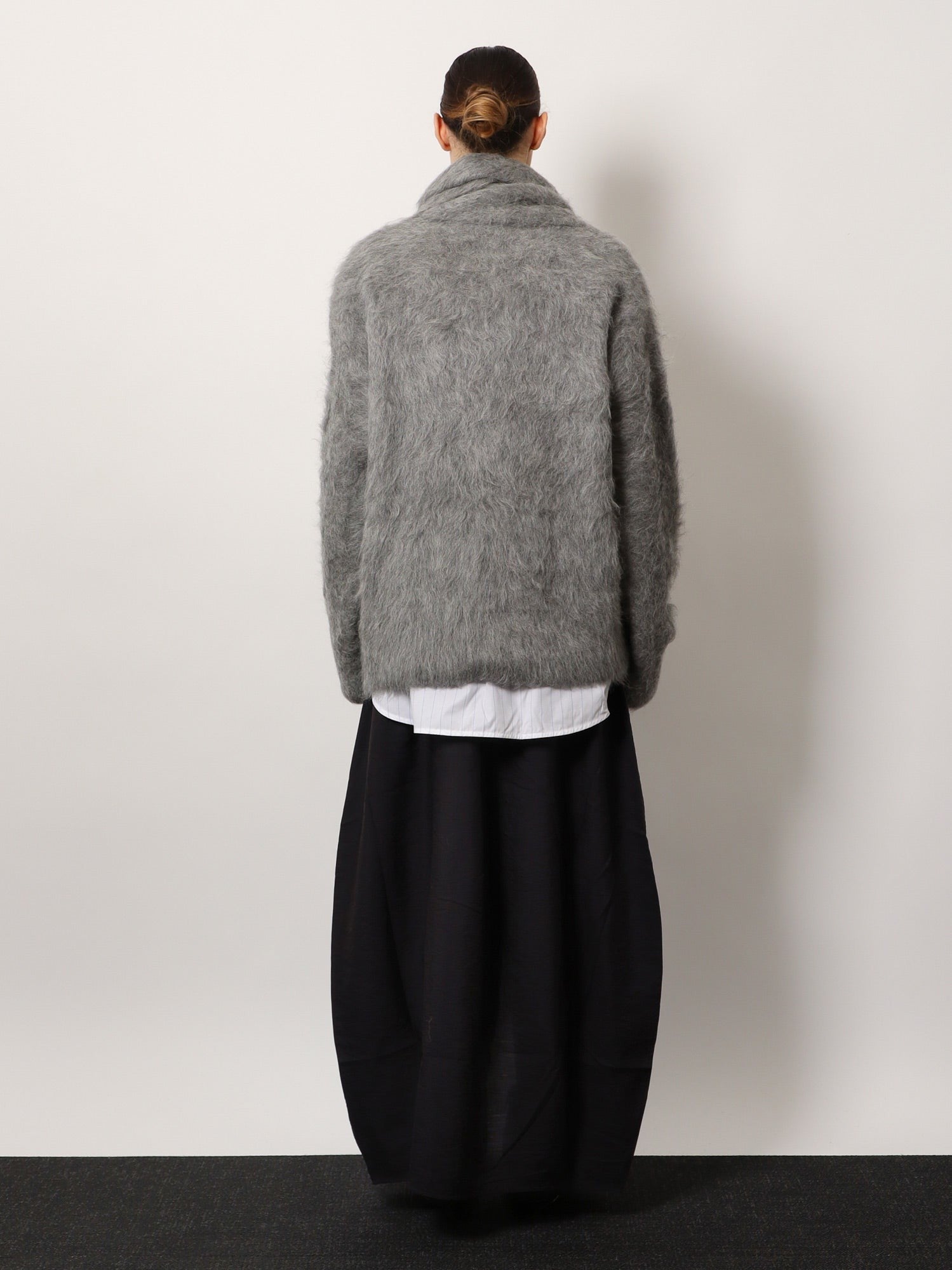 Draped-scarf alpaca blend sweater