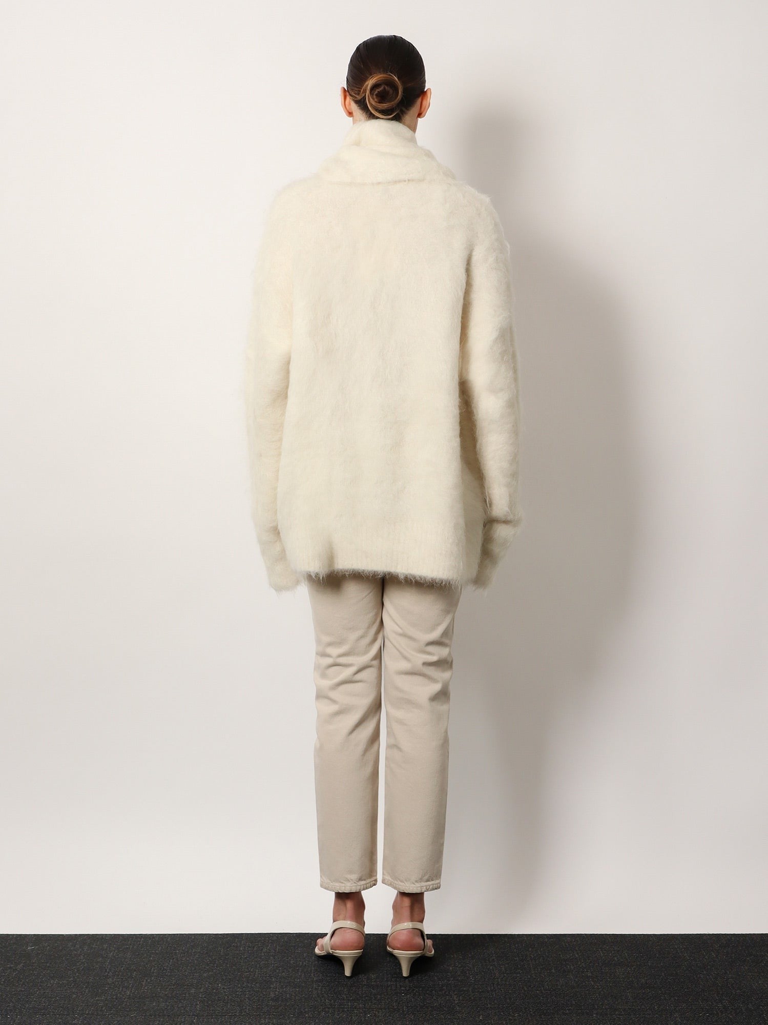 Draped-scarf alpaca blend sweater