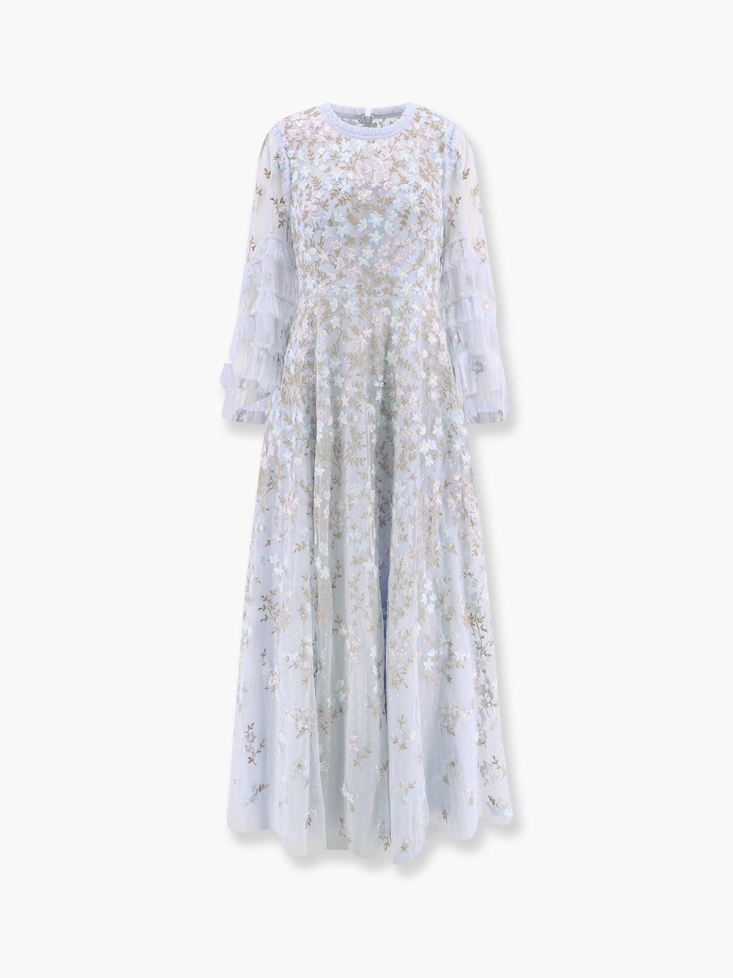 Embroidered tulle long dress
