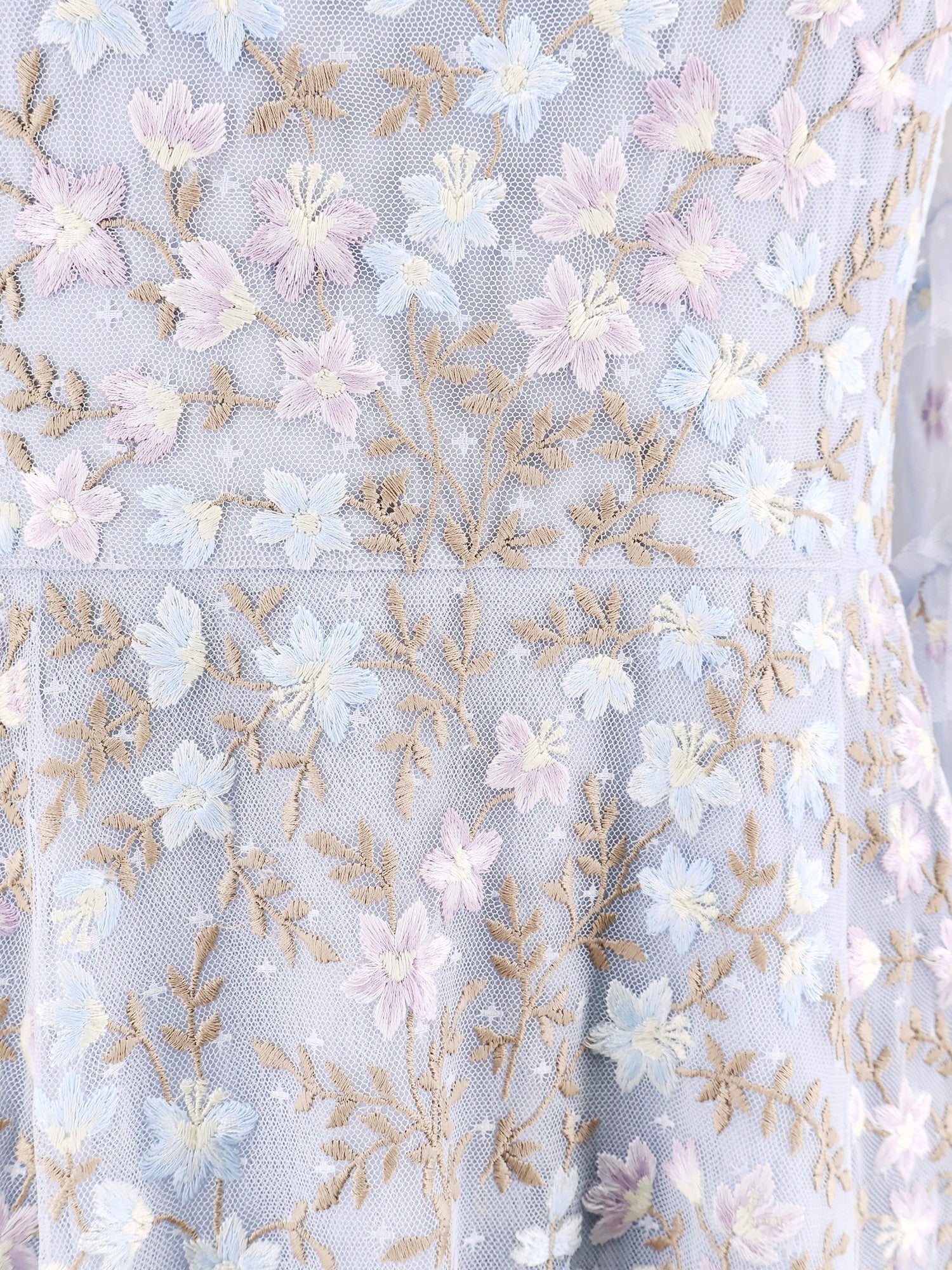 Embroidered tulle long dress