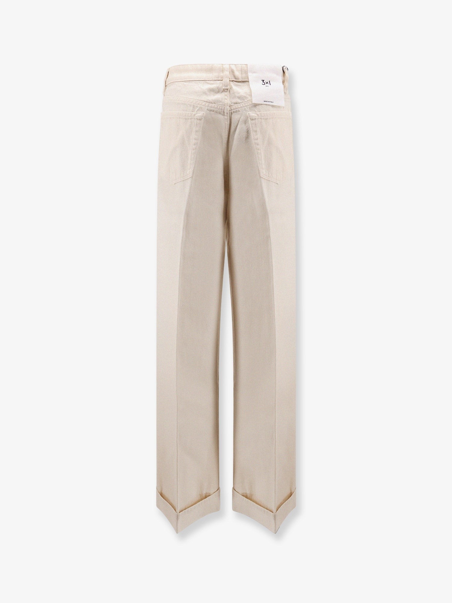 Flip Cuffed cream denim trousers
