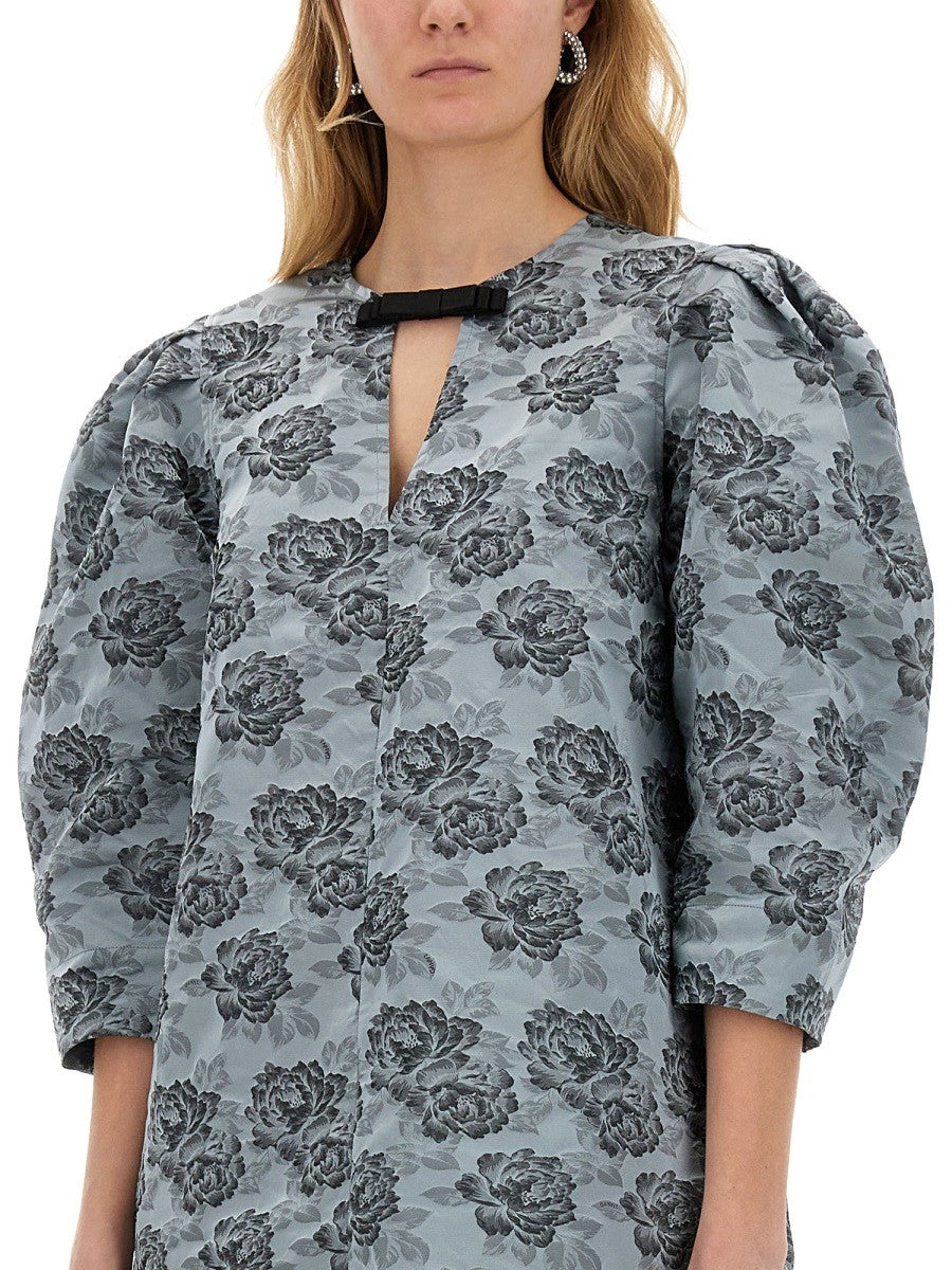 FLORAL JACQUARD MINI DRESS