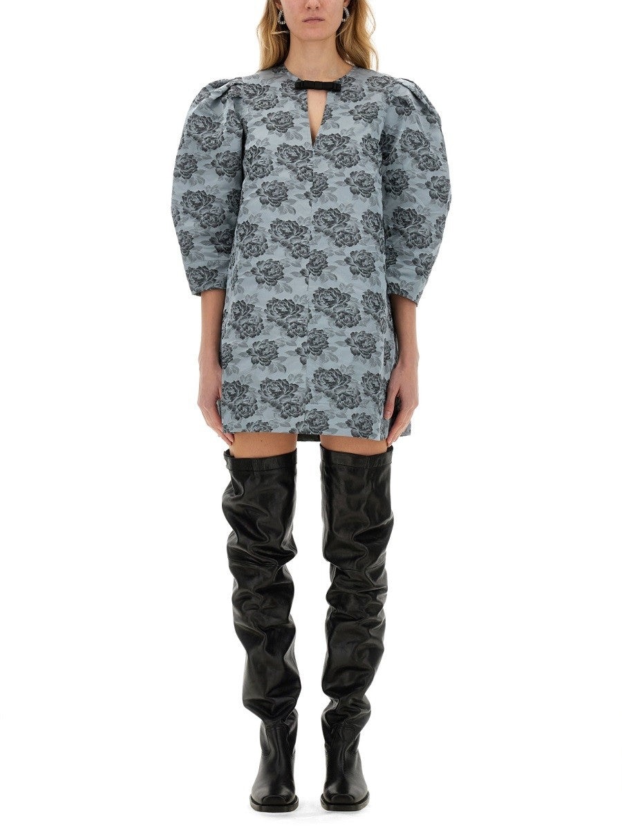FLORAL JACQUARD MINI DRESS